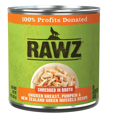 Rawz Shredded Chicken Breast Pumpkin & New Zealand Green Mussels Dog Food 10oz Poudre Pet & Feed Supply